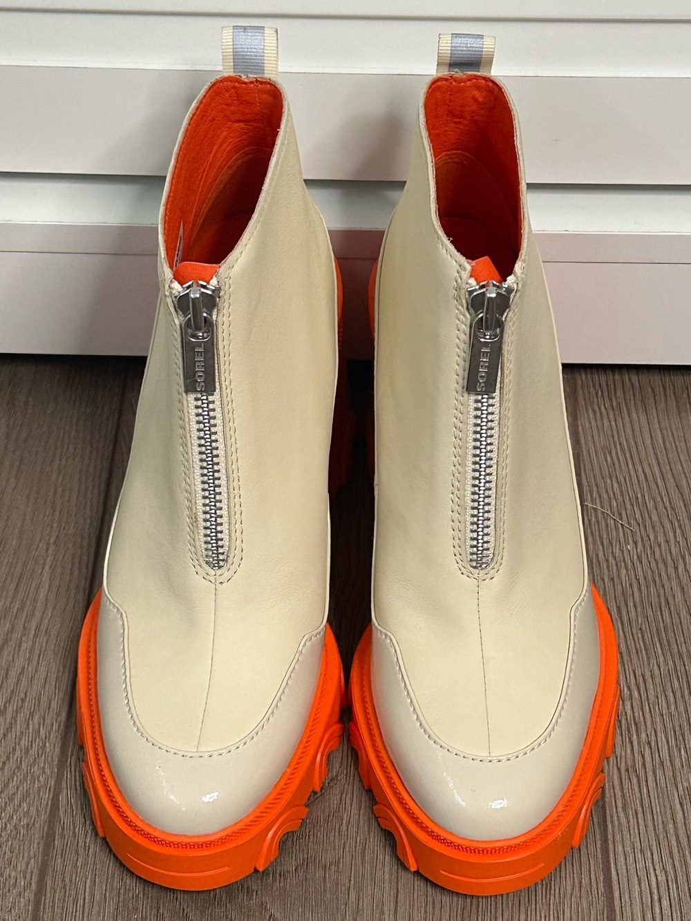 Sorel Brex Heel Water Proof Leather Utility   Zip Winter Boots Orange Tan 7.5 - Picture 3 of 13